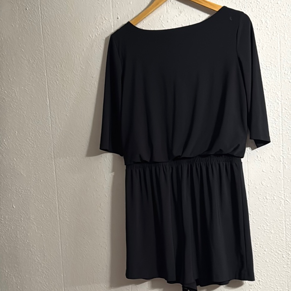Emma & Michele Black Draped Romper - Picture 8 of 8